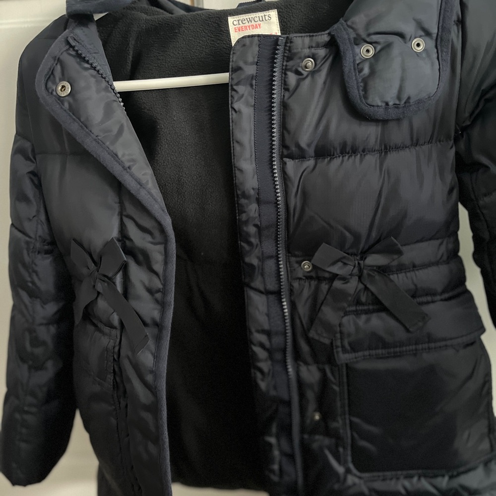 Crewcuts Blue Puffer Jacket with High Collar and Water-Resistant Material